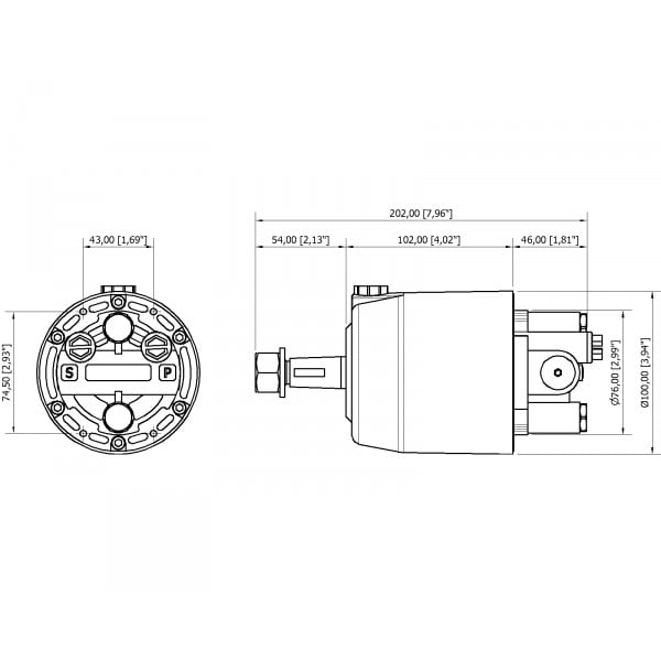 Hydraulische Steuerung MaviMare GF150RT für Außenborder bis 150 Ps Frontal mounting cylinder with tie bar 25