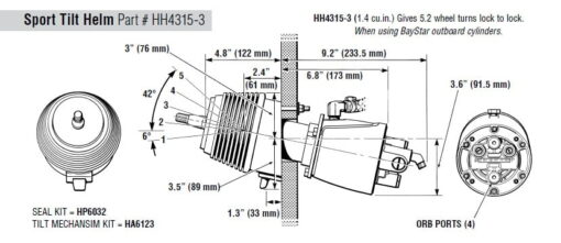 Hydraulische Steuerpumpe Seastar ﻿HH5269-3 Aufbau (23cc) 4