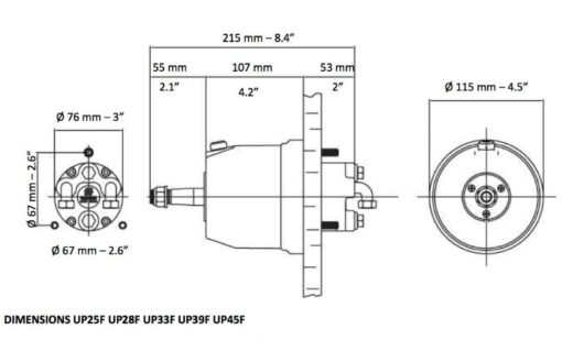 Hydraulische Steuerpumpe Ultraflex UP39F frontseitiger Einbau (39 cc) 5