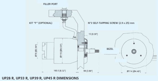 Hydraulische Steuerpumpe Ultraflex UP28R rückseitiger Einbau (28 cc) 7
