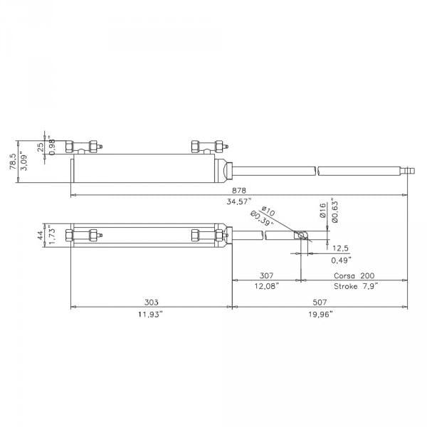 Hydraulikzylinder für Außenborder MaviMare MC150 Seitliche Montage bis 150 PS 3